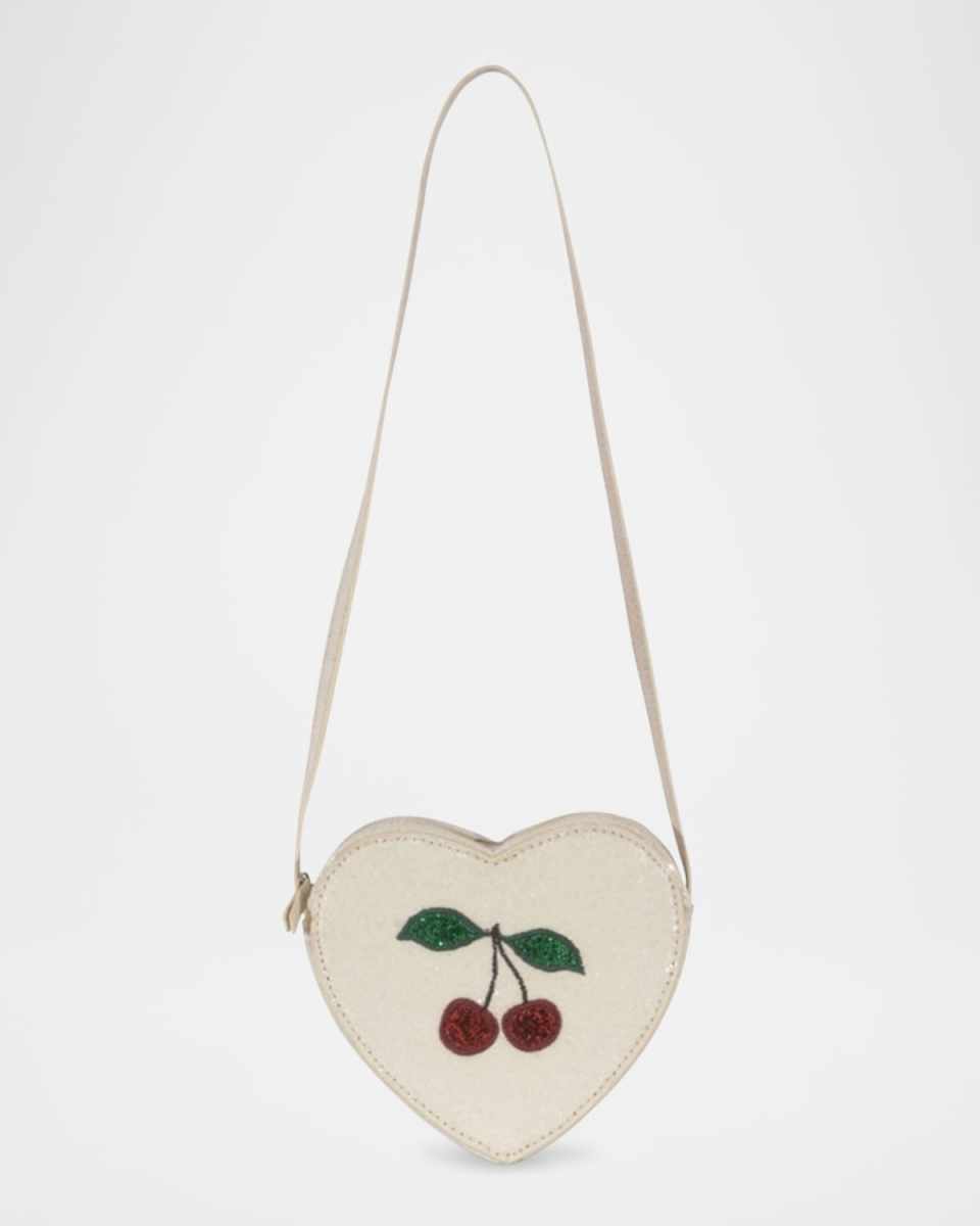 Girl's Heart-Shaped Glitter Shoulder Bag